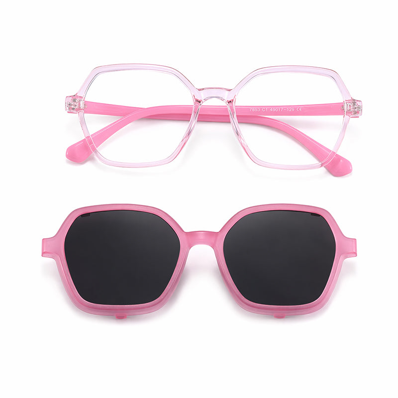 Bolt (2-in-1) Pink kids magnetic clip-on prescription sunglasses