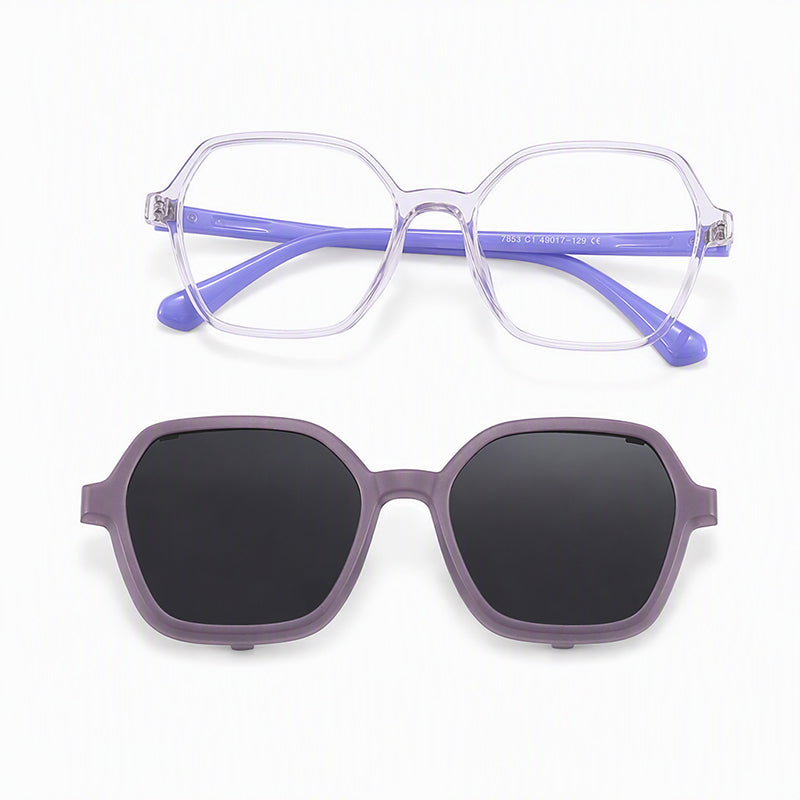 Bolt (2-in-1) Purple kids magnetic clip-on prescription sunglasses