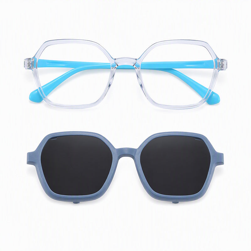 Bolt (2-in-1) White kids magnetic clip-on prescription sunglasses