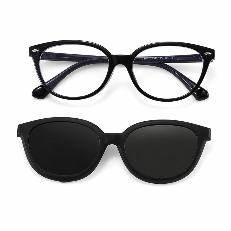 Chase (2-in-1) Black kids magnetic clip-on prescription sunglasses
