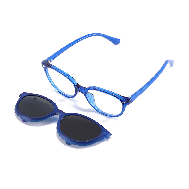 Chase (2-in-1) Blue kids magnetic clip-on prescription sunglasses