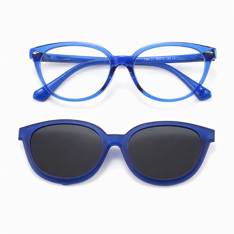Chase (2-in-1) Blue kids magnetic clip-on prescription sunglasses