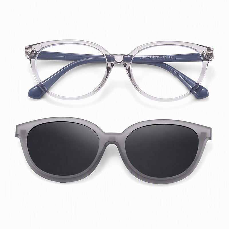 Chase (2-in-1) Gray kids magnetic clip-on prescription sunglasses
