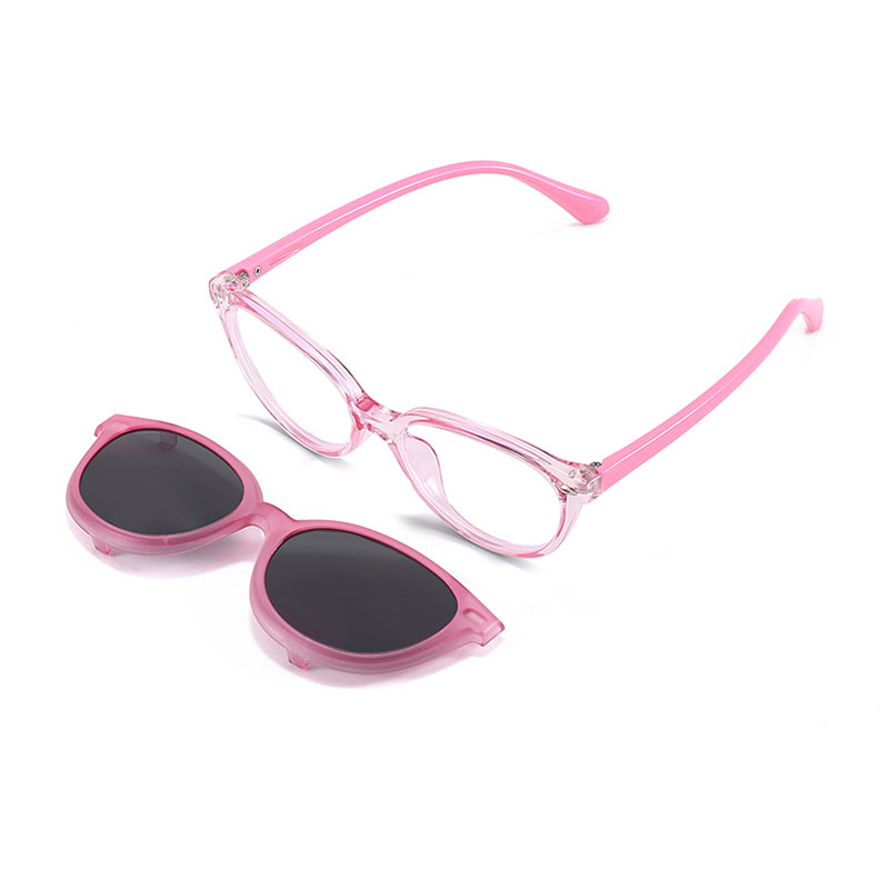 Chase (2-in-1) Pink kids magnetic clip-on prescription sunglasses