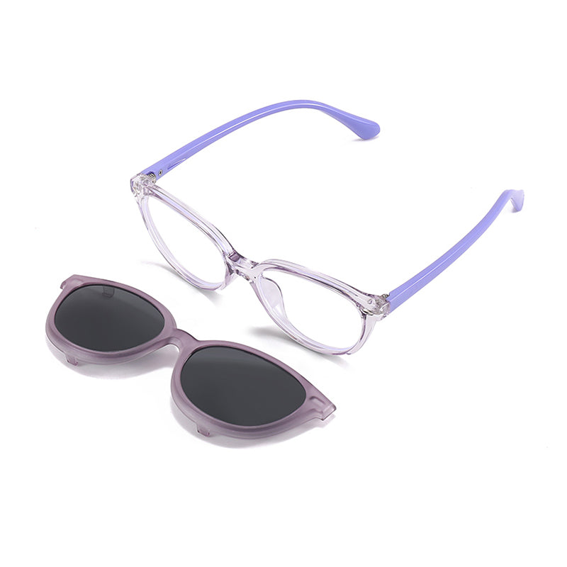 Chase (2-in-1) Purple kids magnetic clip-on prescription sunglasses