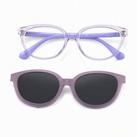 Chase (2-in-1) Purple kids magnetic clip-on prescription sunglasses