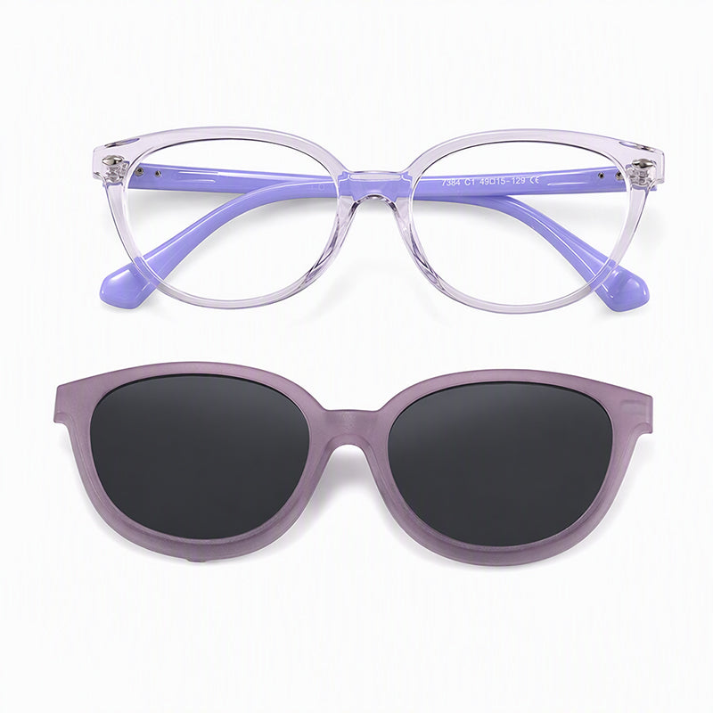 Chase (2-in-1) Purple kids magnetic clip-on prescription sunglasses