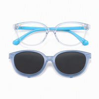 Chase (2-in-1) White kids magnetic clip-on prescription sunglasses