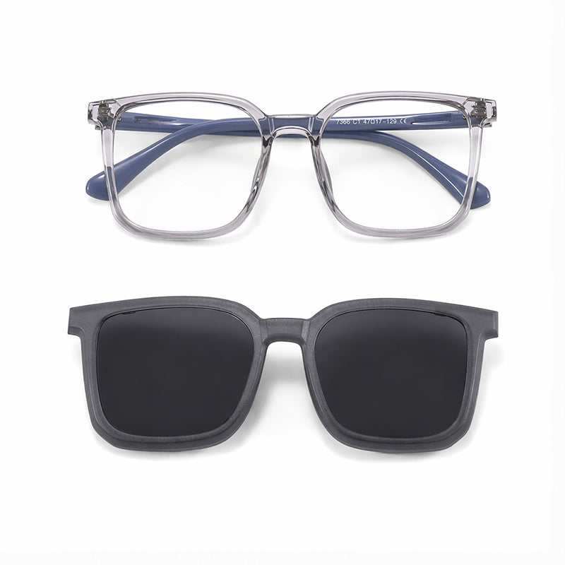 Ryder (2-in-1) Gray kids magnetic clip-on prescription sunglasses