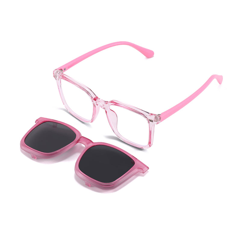 Ryder (2-in-1) Pink kids magnetic clip-on prescription sunglasses
