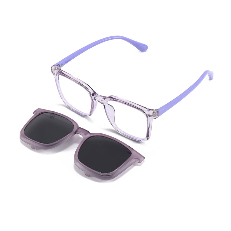 Ryder (2-in-1) Purple kids magnetic clip-on prescription sunglasses