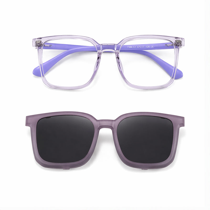 Ryder (2-in-1) Purple kids magnetic clip-on prescription sunglasses
