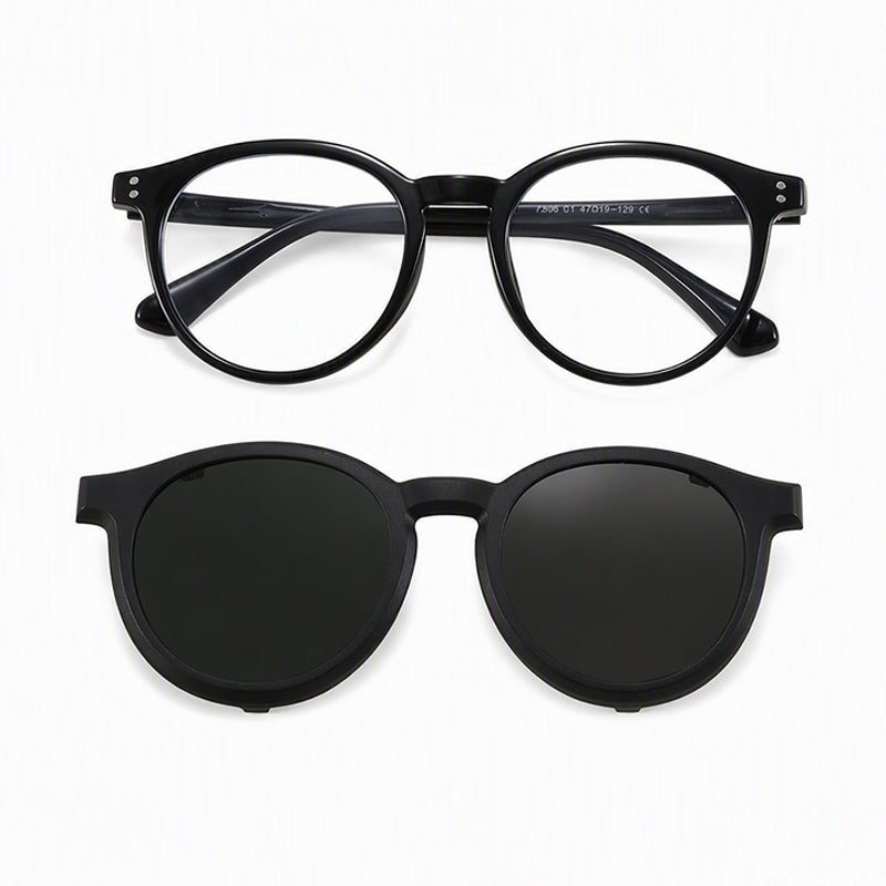 Finn (2-in-1) Black kids magnetic clip-on prescription sunglasses