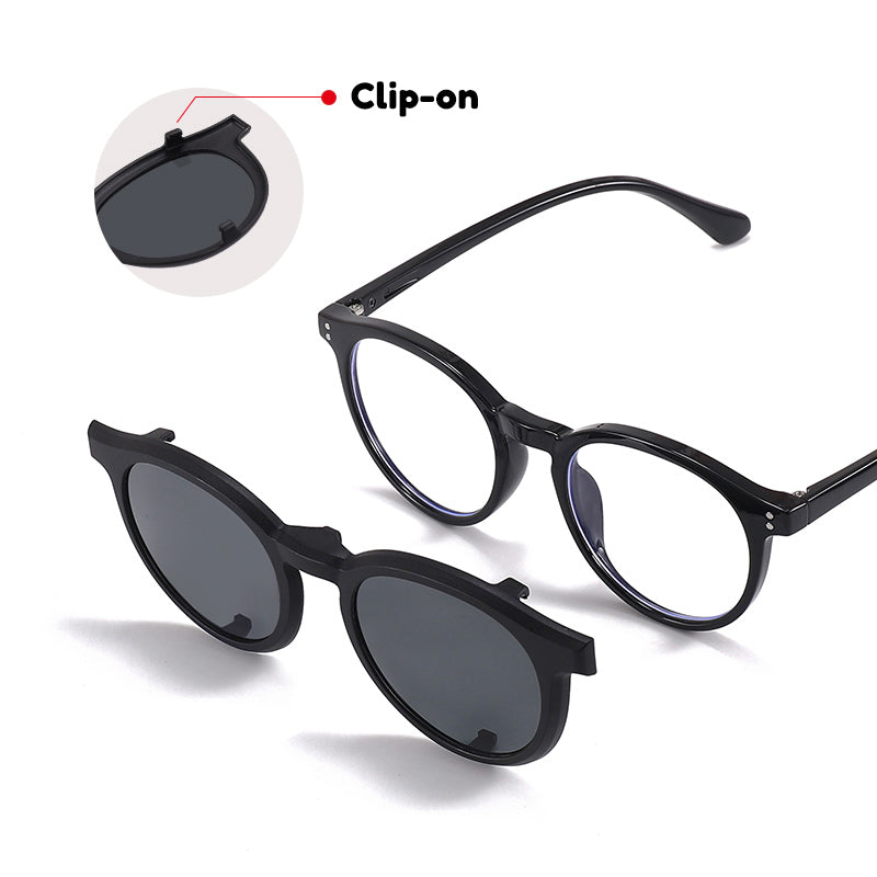 Finn (2-in-1) Black kids magnetic clip-on prescription sunglasses