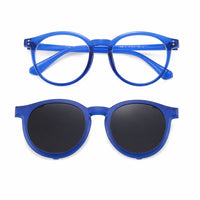 Finn (2-in-1) Blue kids magnetic clip-on prescription sunglasses