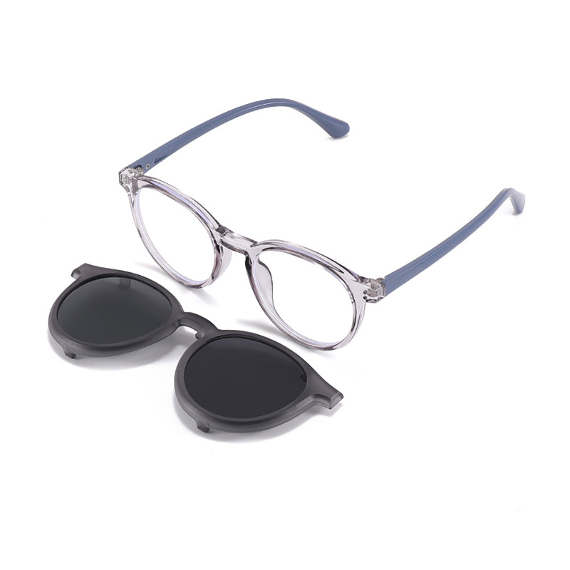Finn (2-in-1) Gray kids magnetic clip-on prescription sunglasses