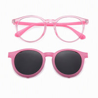 Finn (2-in-1) Pink kids magnetic clip-on prescription sunglasses
