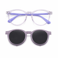 Finn (2-in-1) Purple kids magnetic clip-on prescription sunglasses