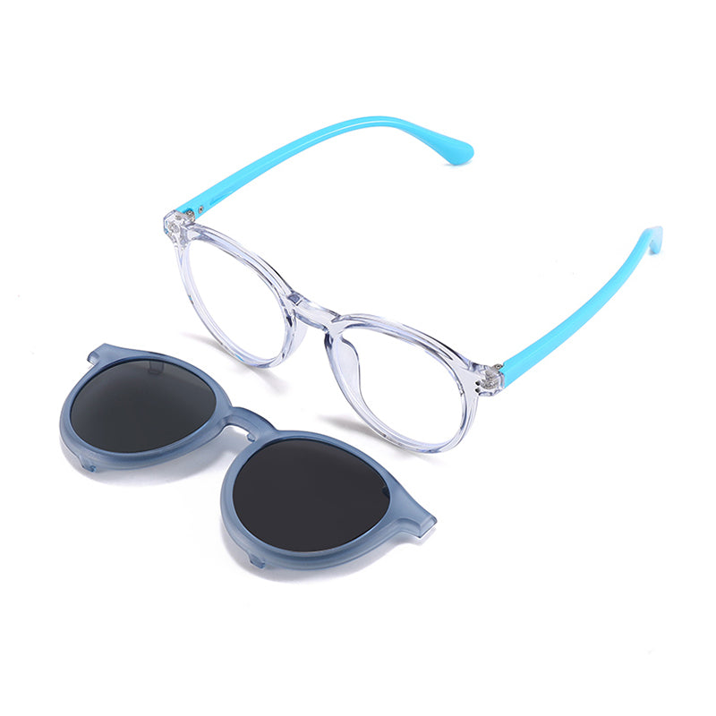 Finn (2-in-1) White kids magnetic clip-on prescription sunglasses