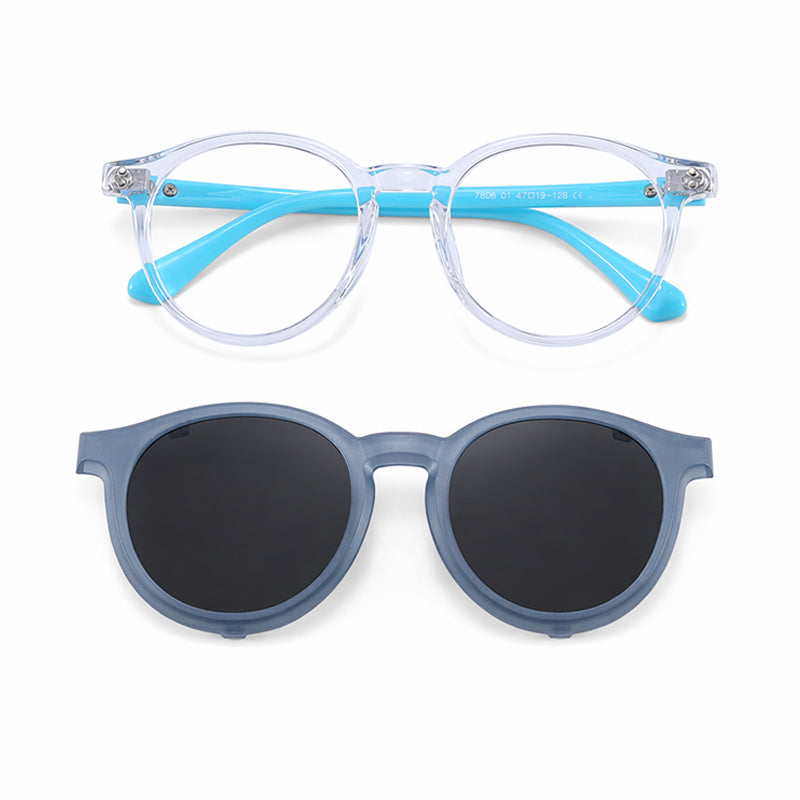 Finn (2-in-1) White kids magnetic clip-on prescription sunglasses