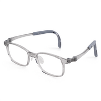 Leo eyeglasses with clear frames and gray temples, oval lenses