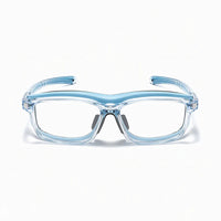 Clear blue safety glasses with transparent frame and clear lenses.