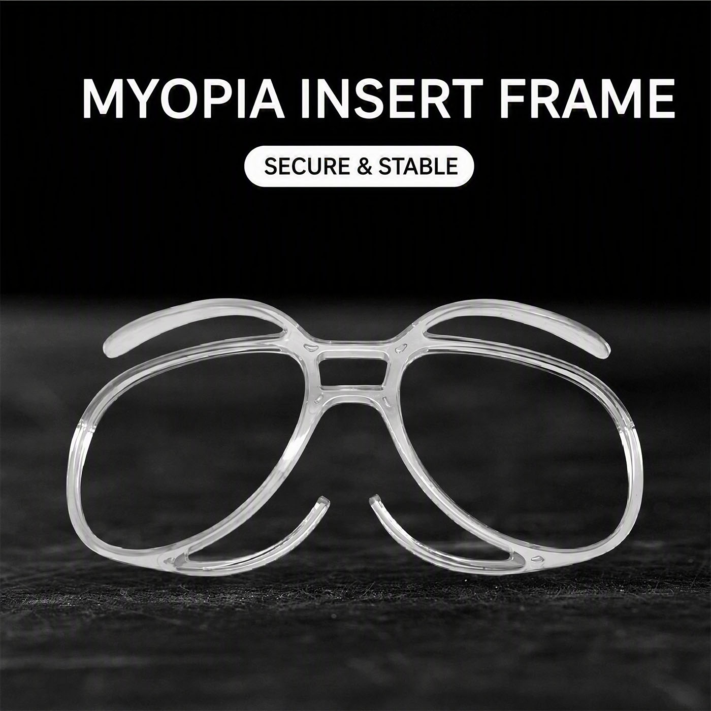 Clear myopia insert frame for glasses with prescription lens holder arms