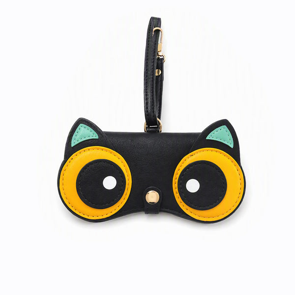 Kip-Clip pouch, black with yellow-and-mint eye patches and gold clasp strap