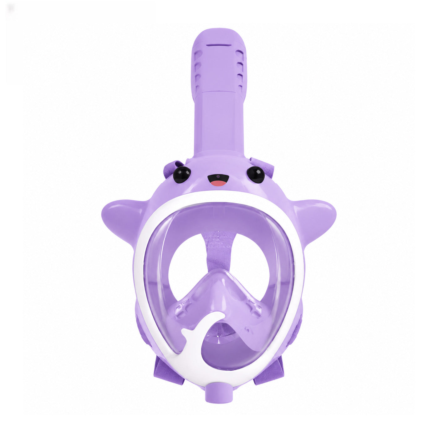 Purple snorkel mask toy with clear panoramic lens and snorkel tube
