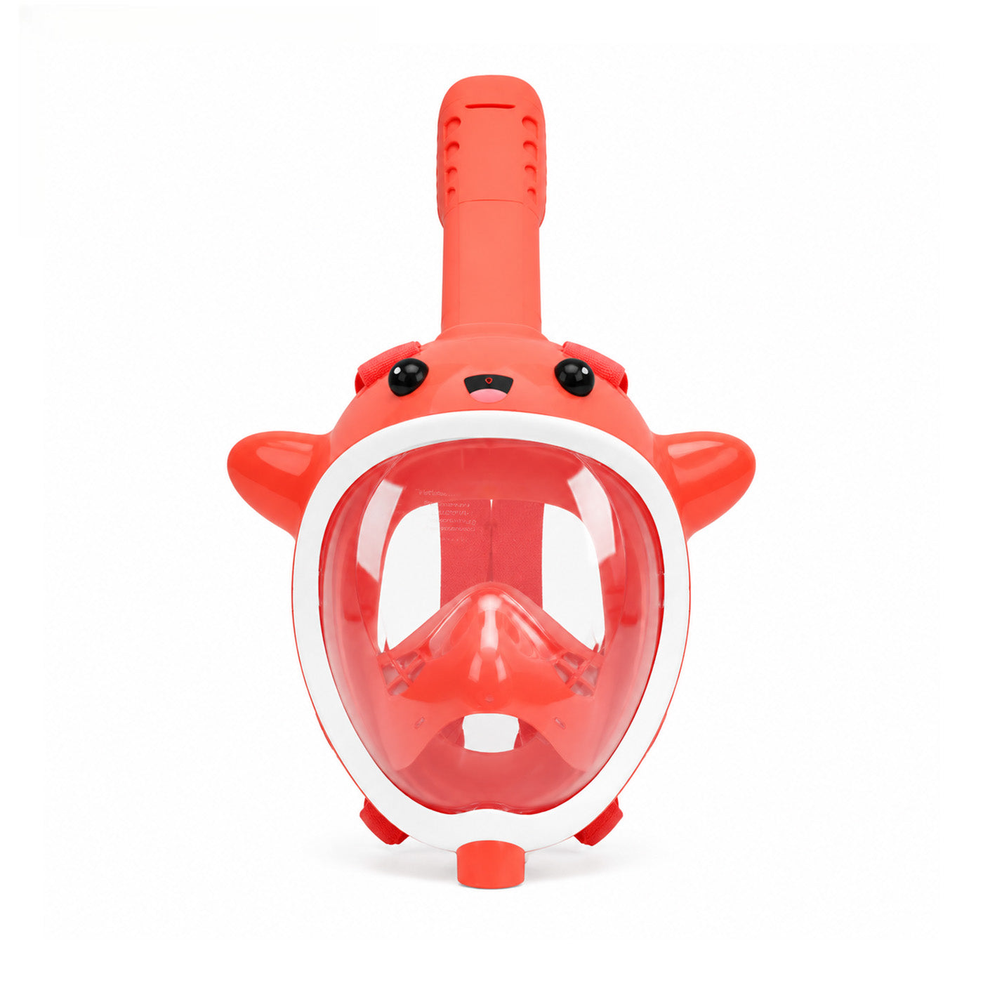 Red snorkel mask toy with clear panoramic lens and snorkel tube