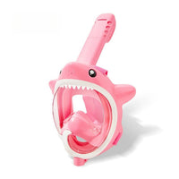 Pink full-face snorkel mask with clear visor and breathing tube