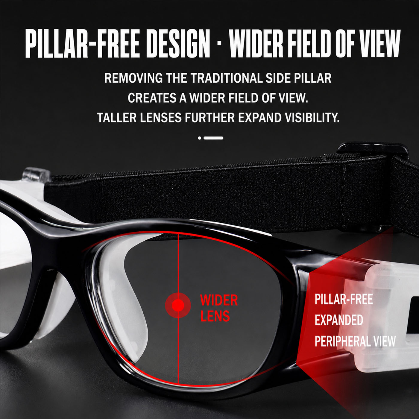 Jasper safety goggles close-up showing black frame and clear lens
