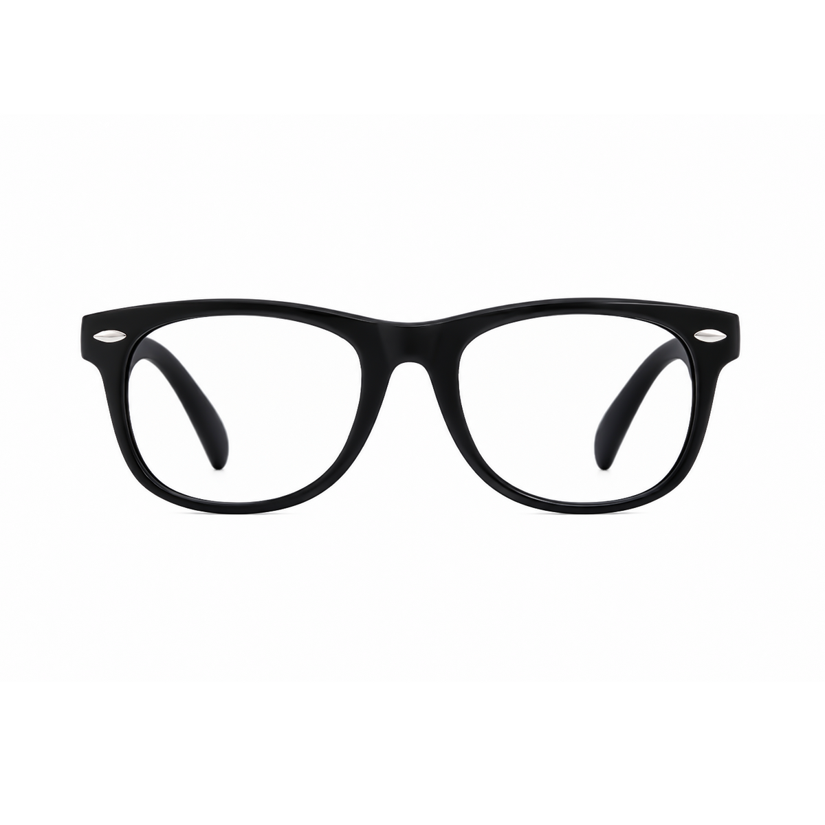 Theo kids prescription glasses in Black, front view