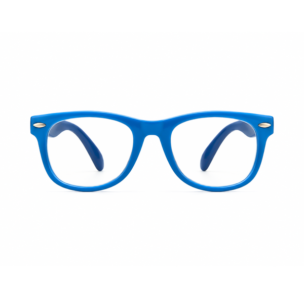 Theo kids prescription glasses in Blue, front view