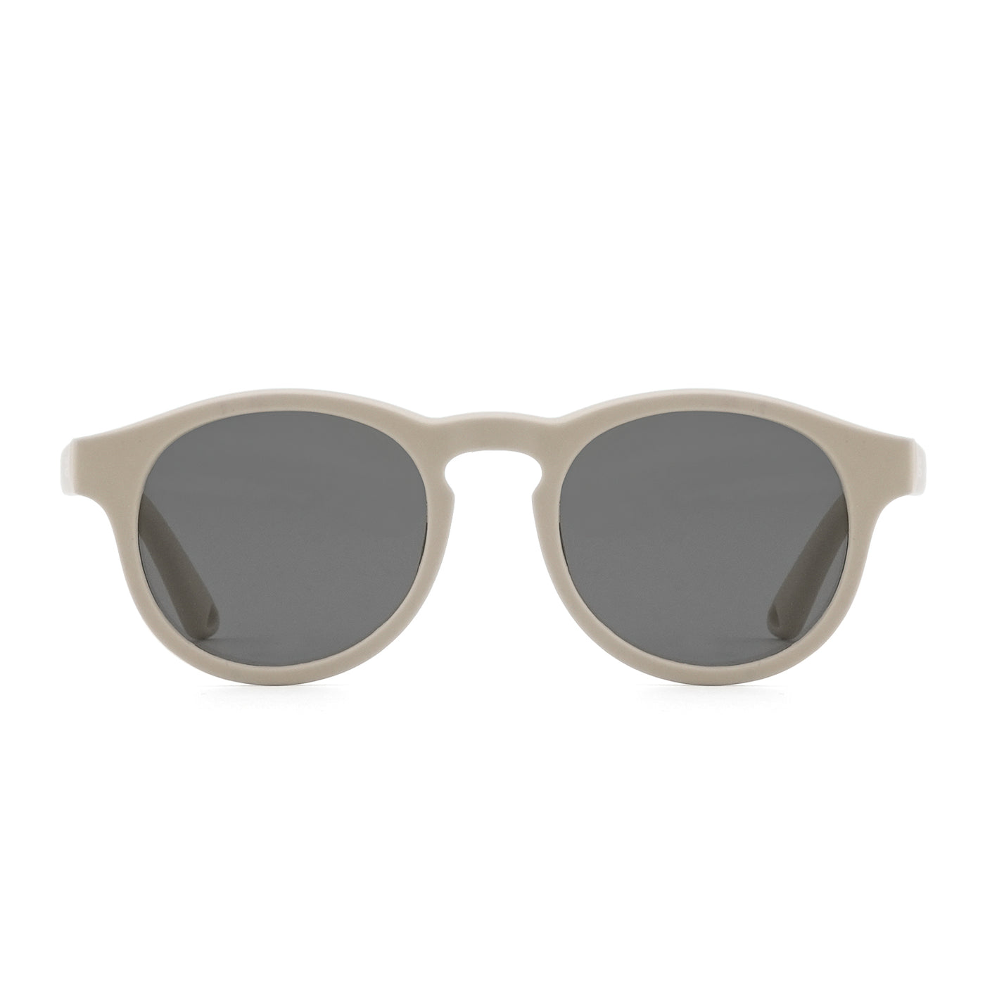 Puddle oval sunglasses with light beige frame and dark lenses
