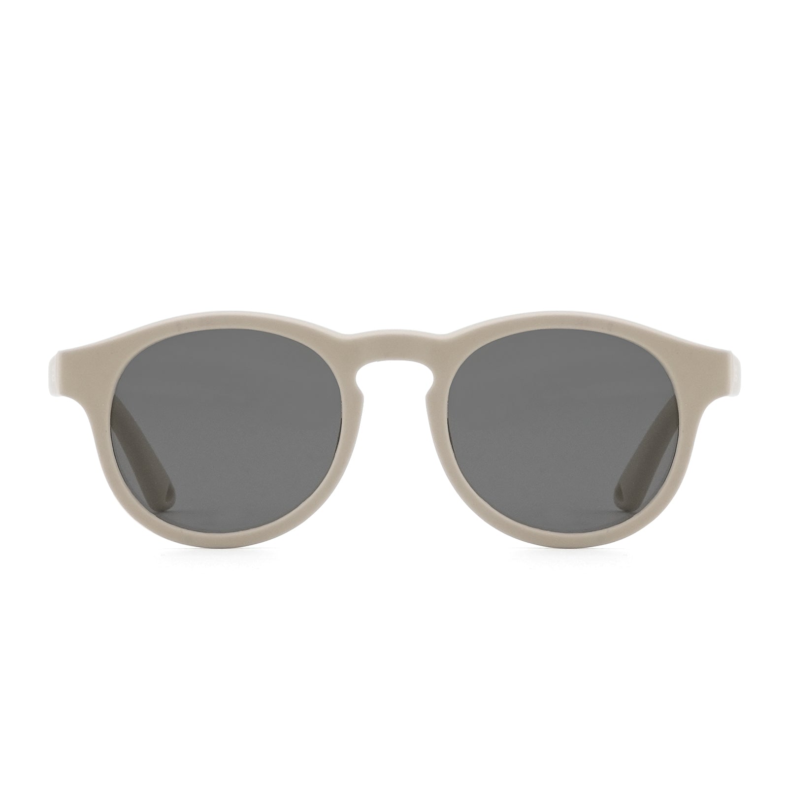 Puddle oval sunglasses with light beige frame and dark lenses