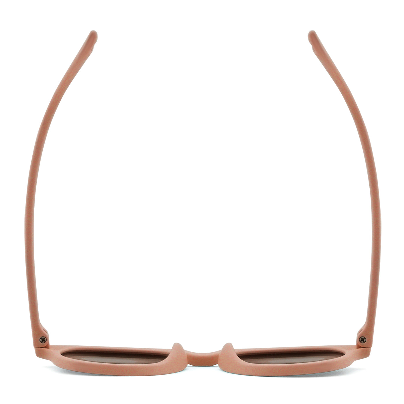 Round sunglasses with light brown frame and dark lenses, back view