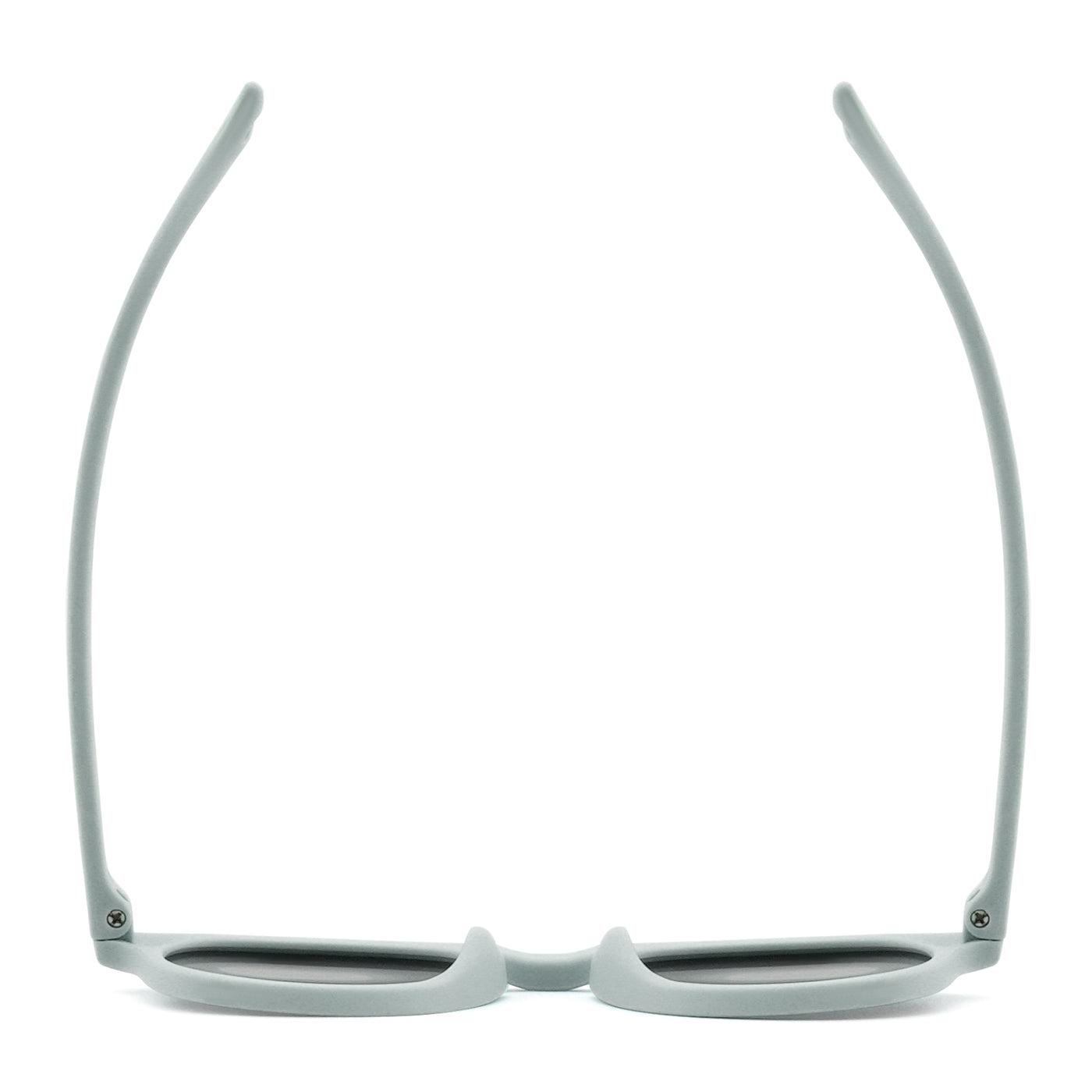 Light mint sunglasses frame with curved temples and hinge details