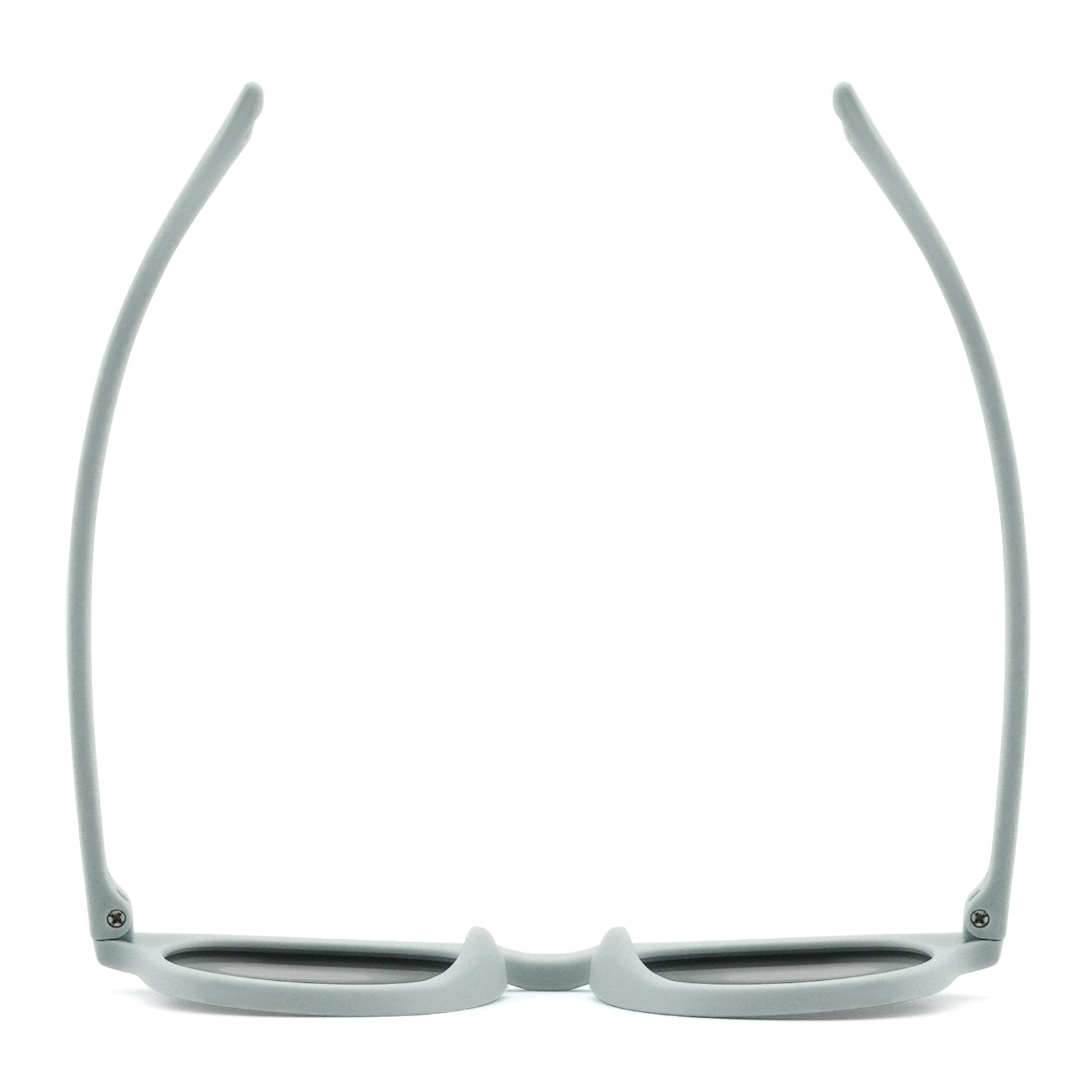 Light mint sunglasses frame with curved temples and hinge details