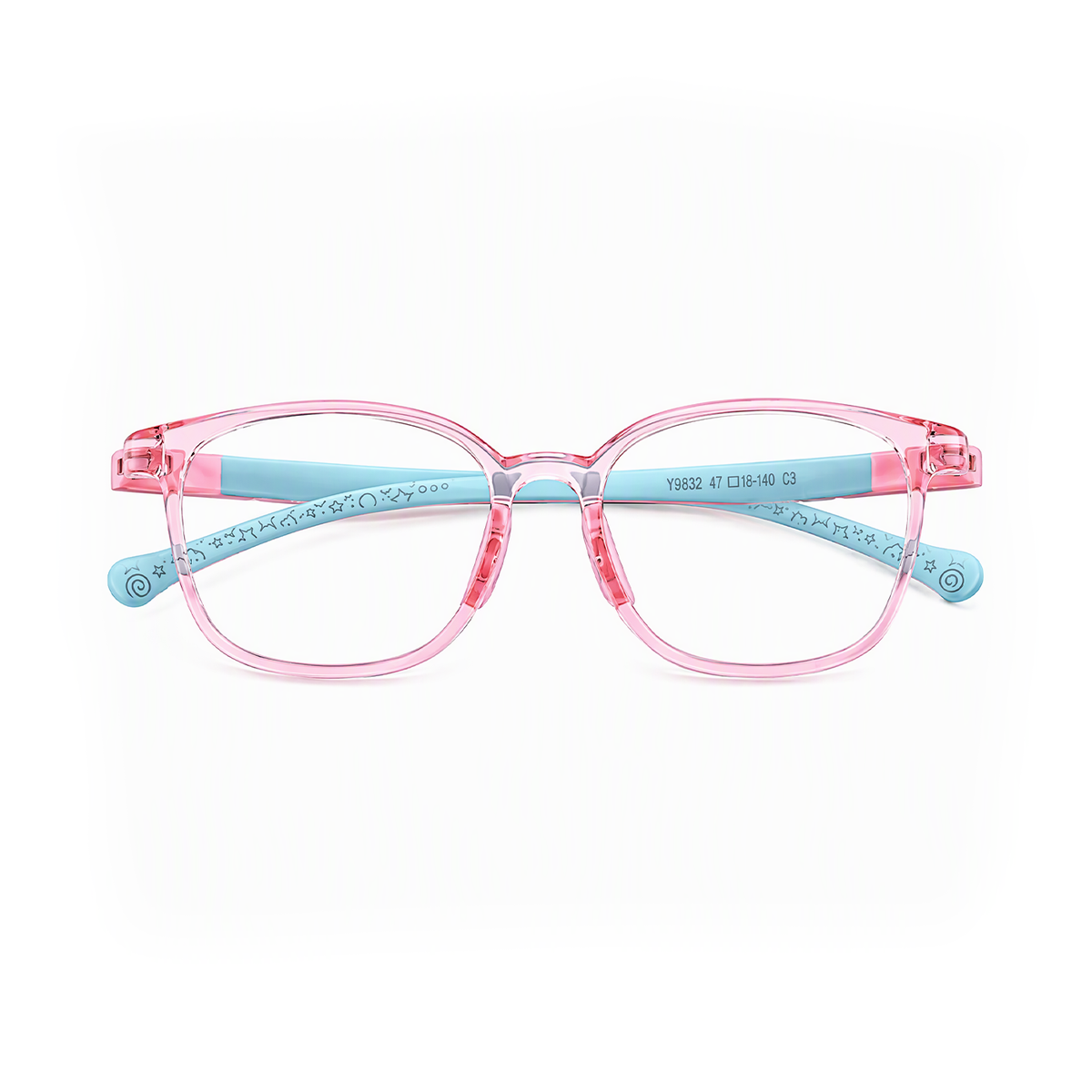 Jude kids prescription glasses in Pink, front view