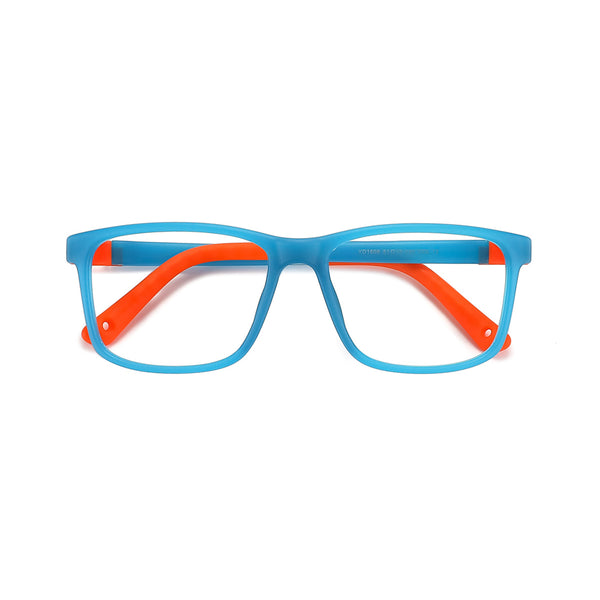 Kids blue glasses with orange accents