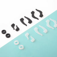 Black anti-slip glasses ear hooks with grip pads, small set