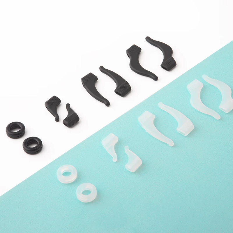 Black anti-slip glasses ear hooks with grip pads, small set