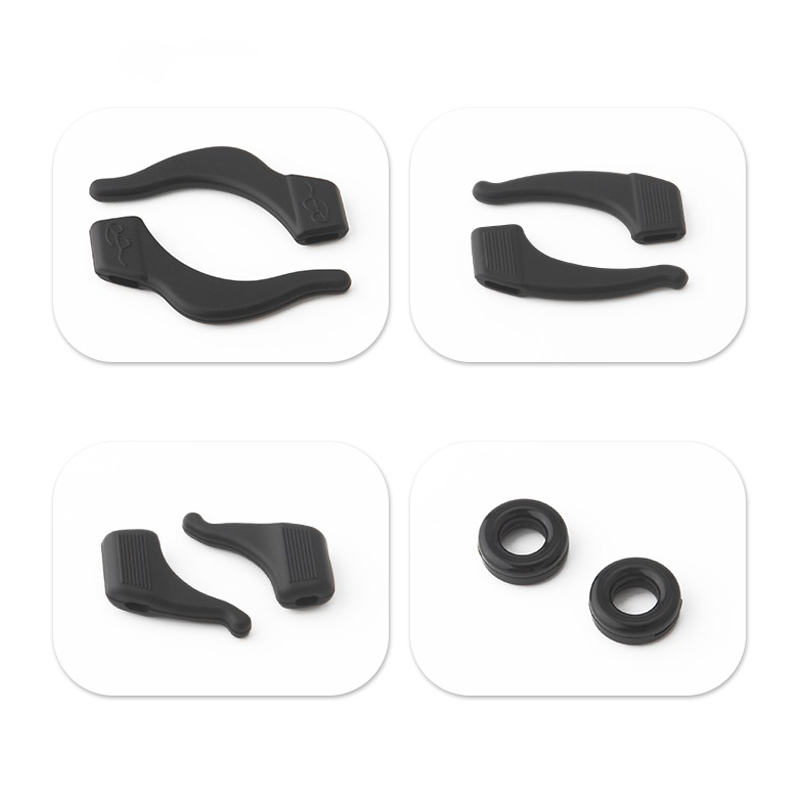Black anti-slip glasses ear hooks, four accessory views