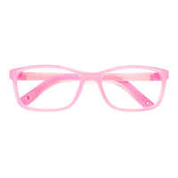Pink full-rim eyeglasses frame with clear pink side details