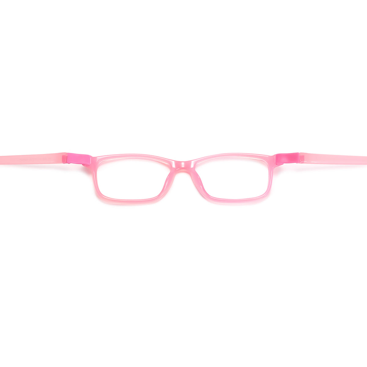 Pink full-rim eyeglasses frame with slim rectangular shape
