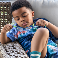 Blue tie-dye T-shirt with crew neck, short sleeves